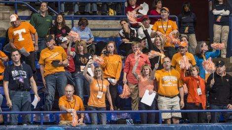 2013wncaaTennessee fans cheer their swimmers.